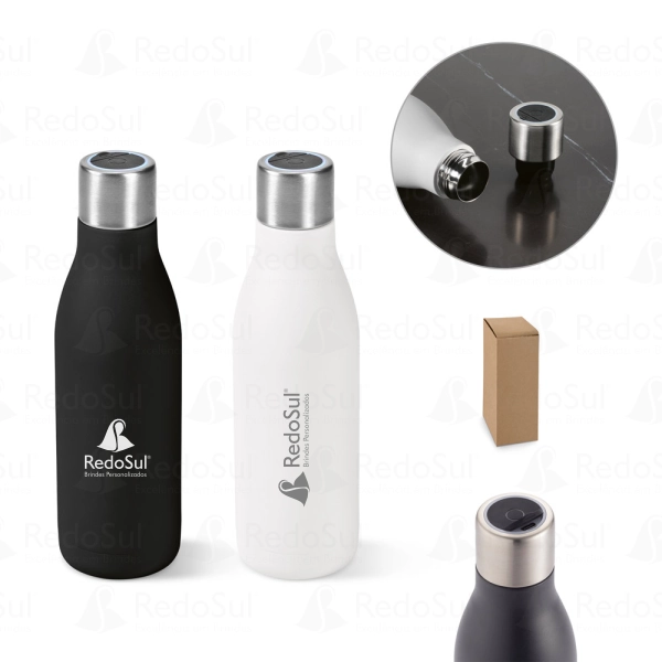 RD 94343-Garrafa personalizada em inox reciclado parede dupla com auto-sanitização UV 500 mL RD 94343-Garrafa personalizada em inox reciclado parede dupla com auto-sanitização UV 500 mL